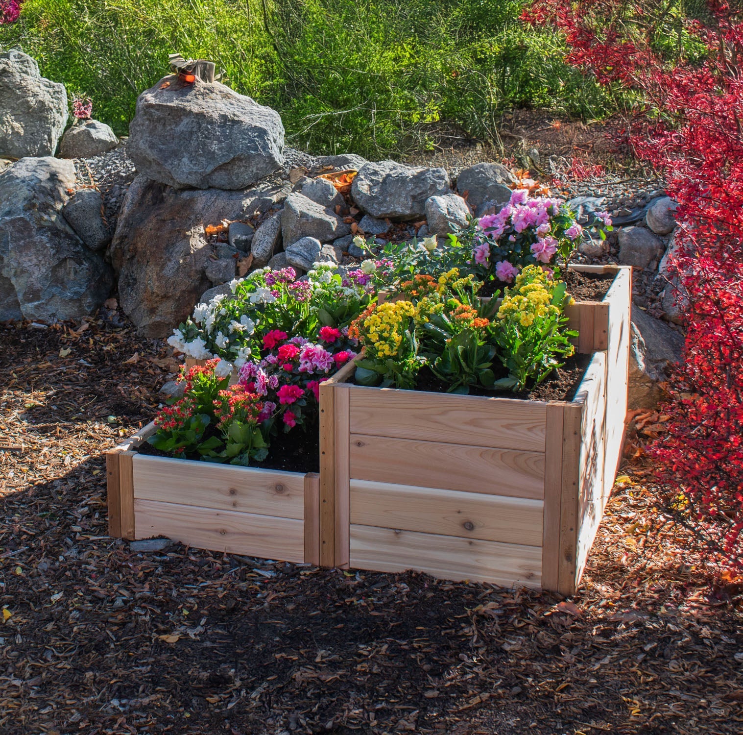 Tiered Corner Cedar Garden Bed  3.5' × 4'