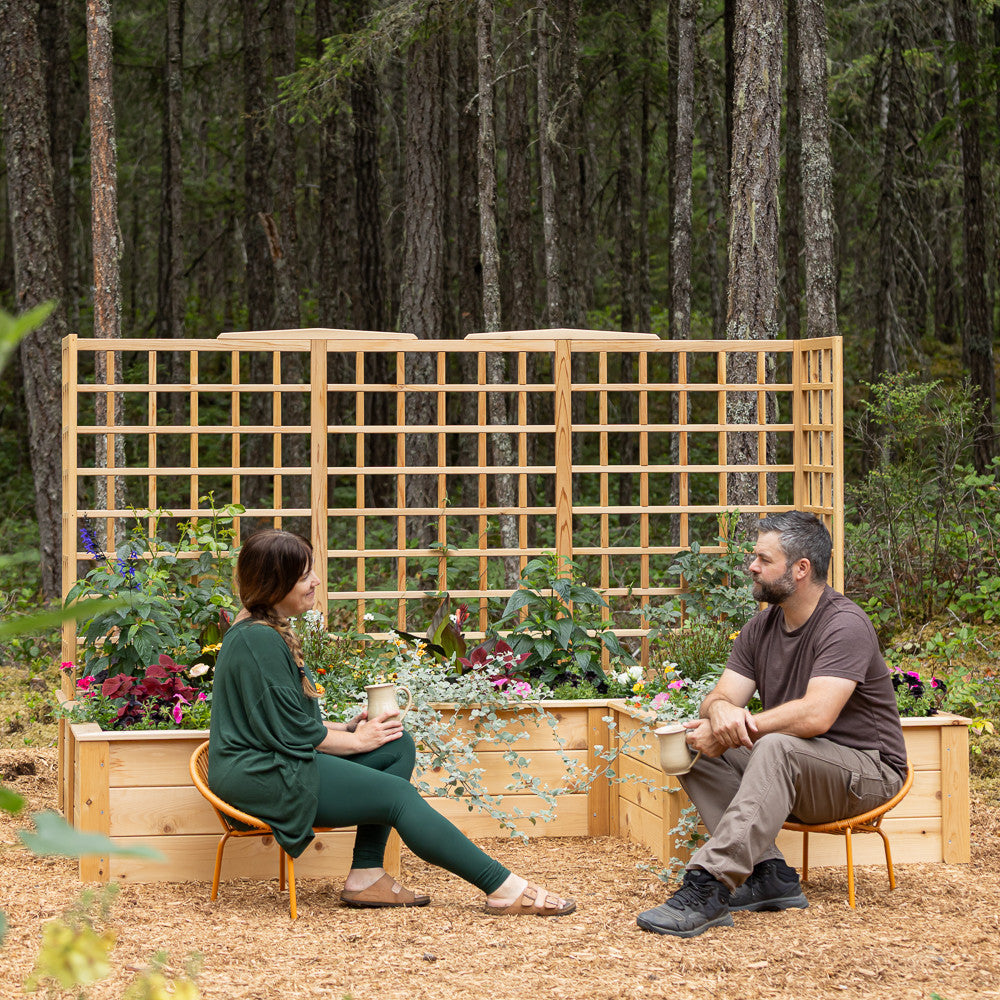 Natural Cedar 7.5' U-Shaped Raised Bed with Trellis