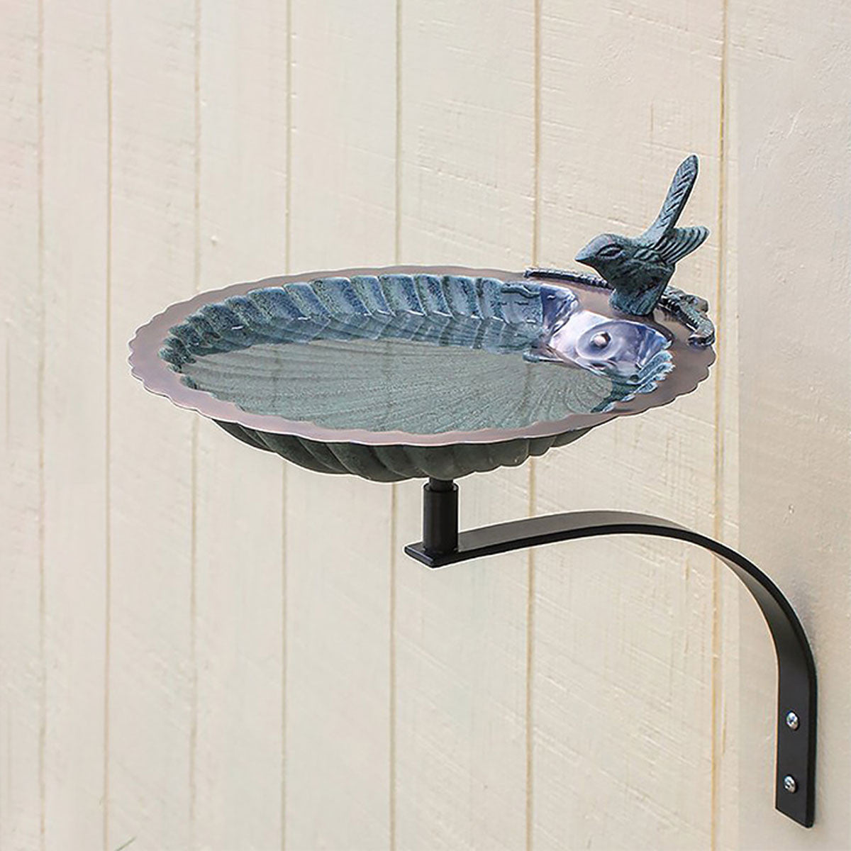 Scalloped Shell Bird Bath with Wall Bracket