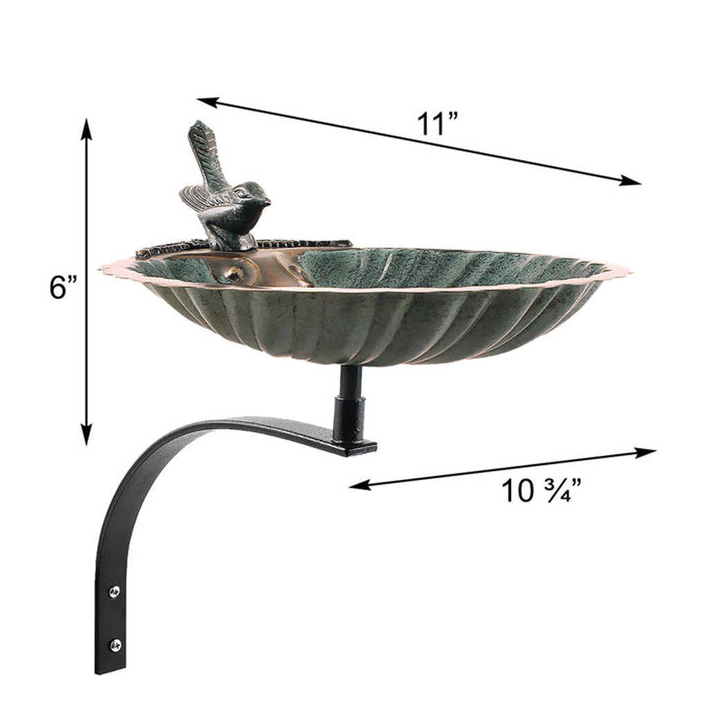 Scalloped Shell Bird Bath with Wall Bracket
