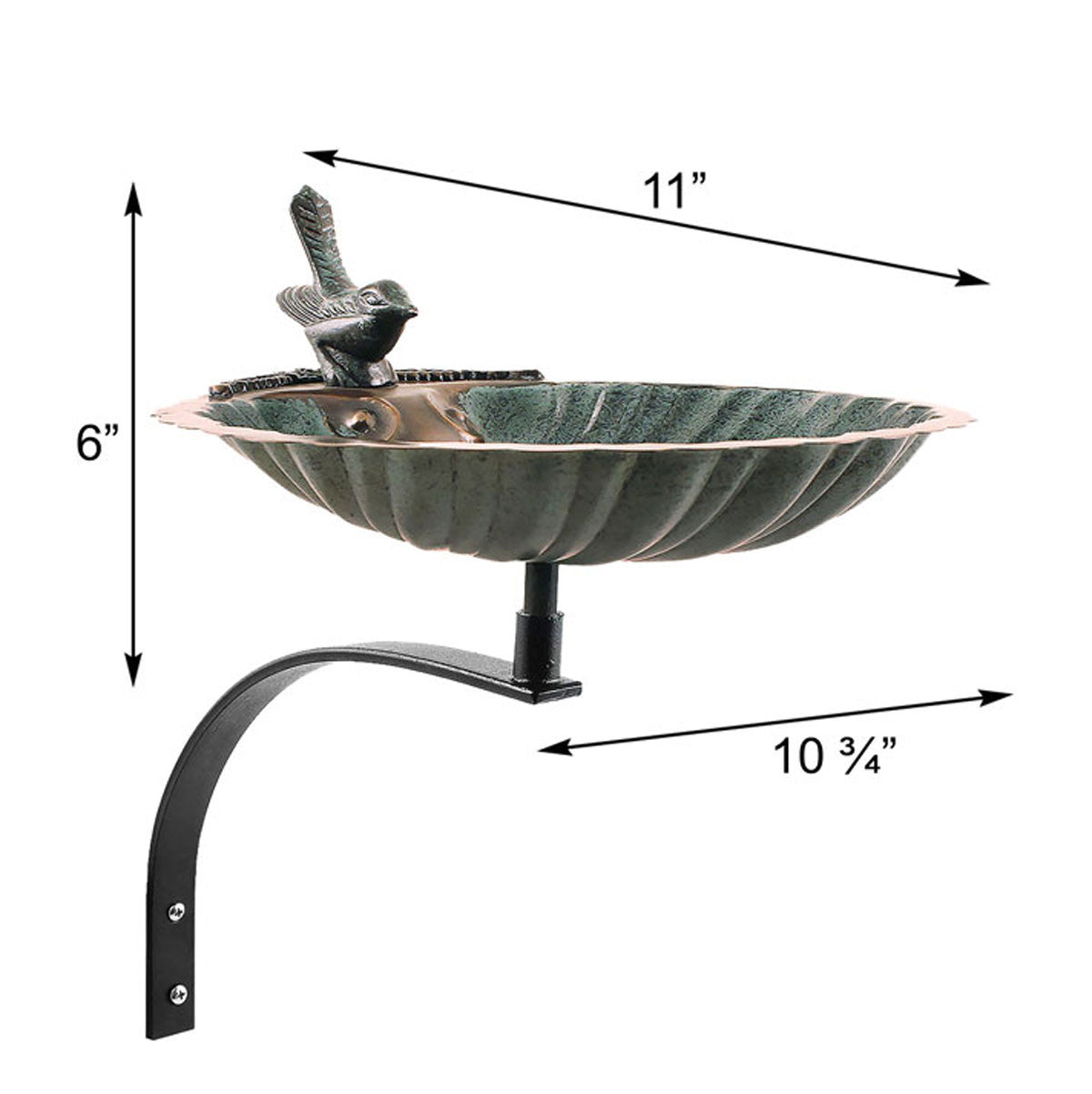 Scalloped Shell Bird Bath with Wall Bracket