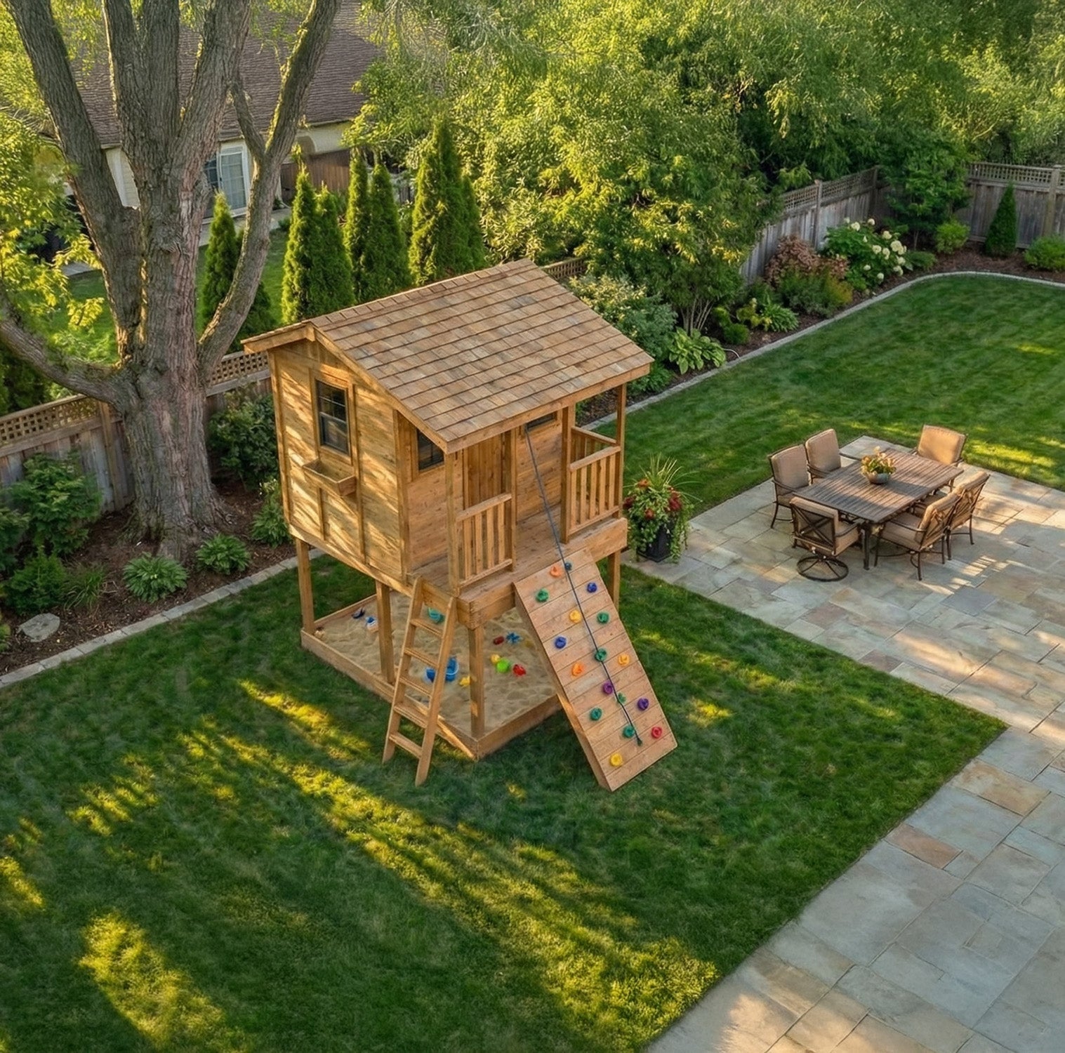 7' x 9' Cedar Cabin Playhouse & Sandbox