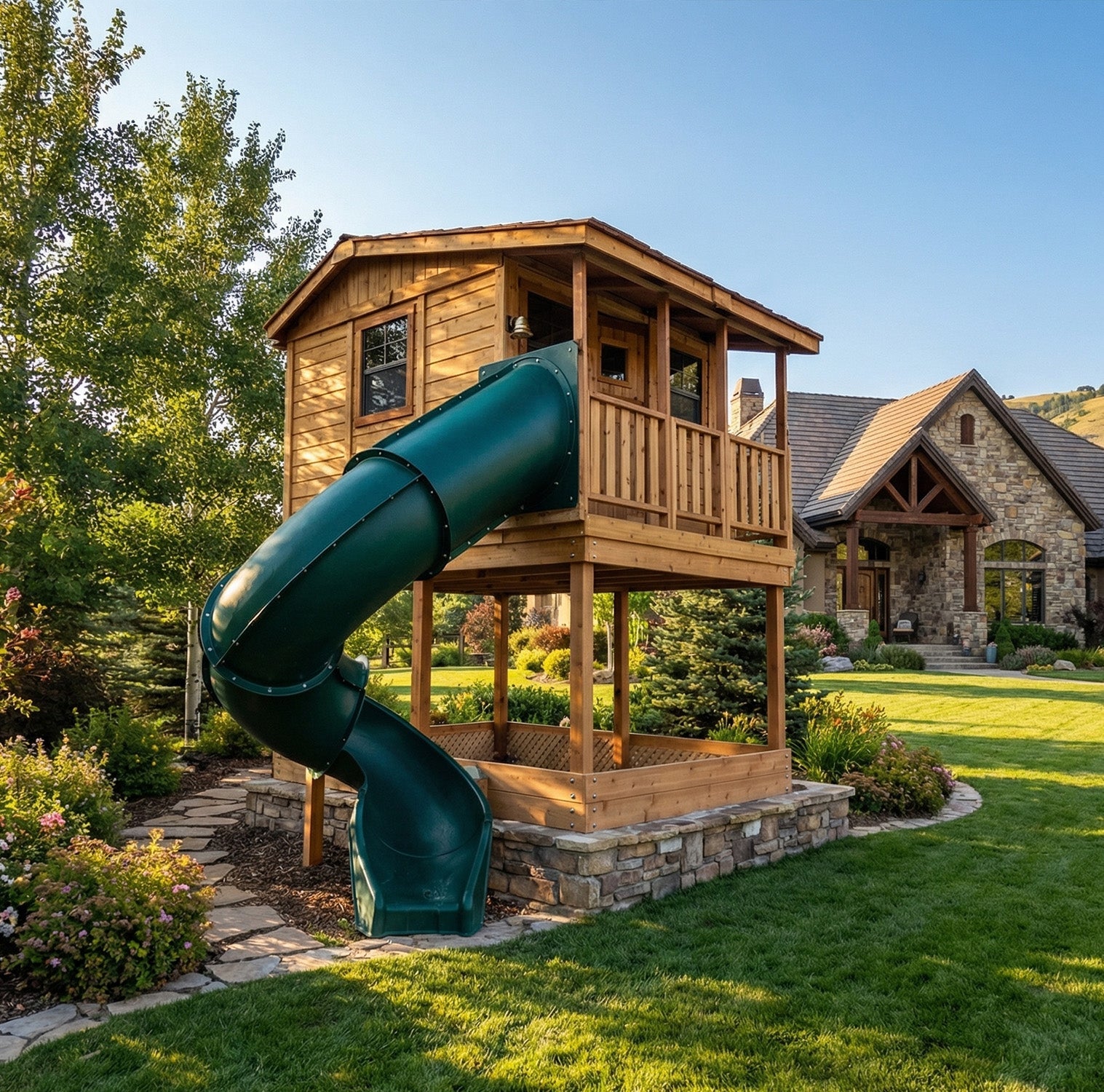 7' x 9' Cedar Cabin Playhouse & Sandbox