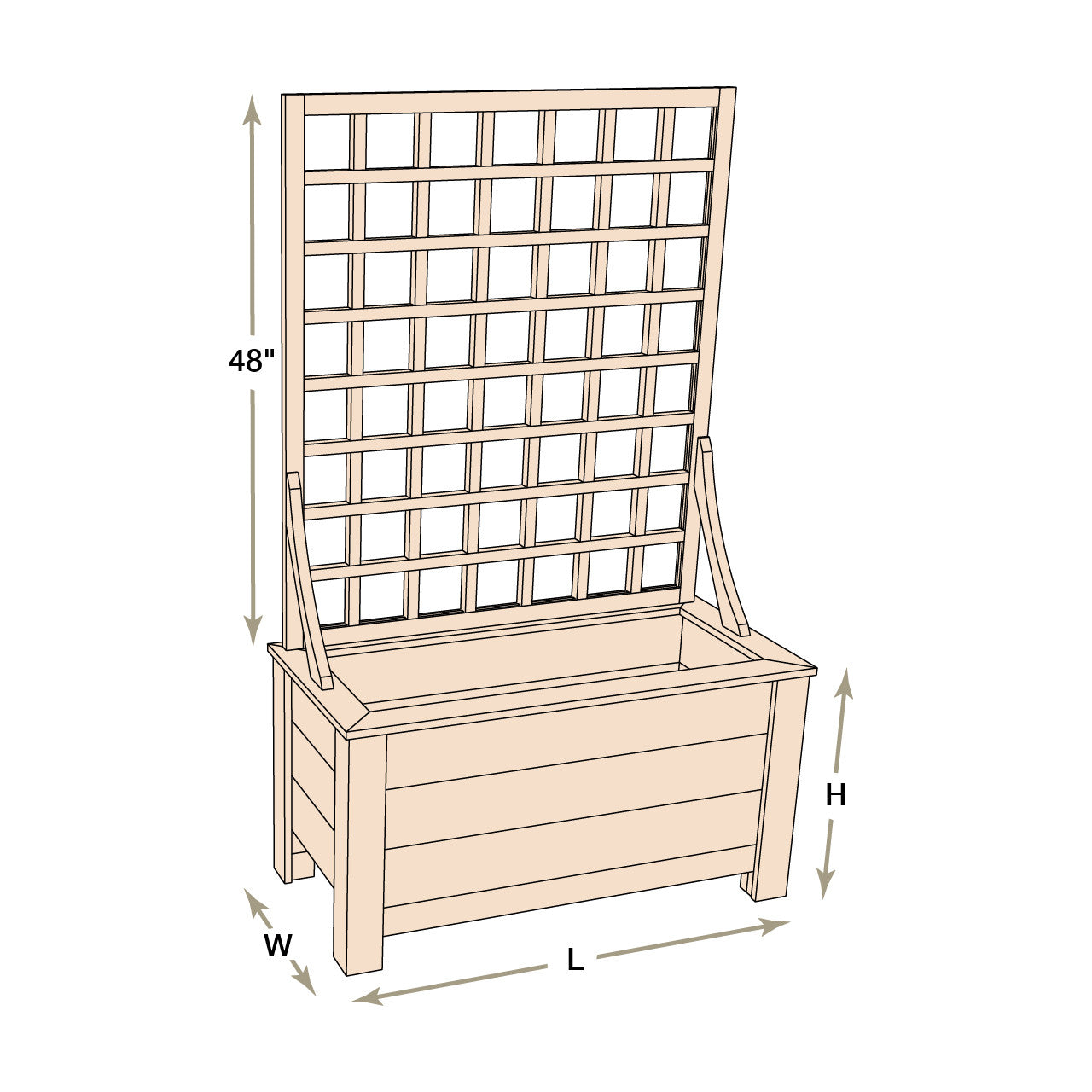 Natural Cedar Planter Box with Trellis