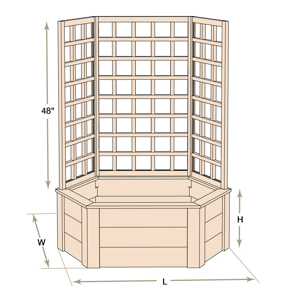 Natural Cedar Hexagon Raised Beds with Trellis