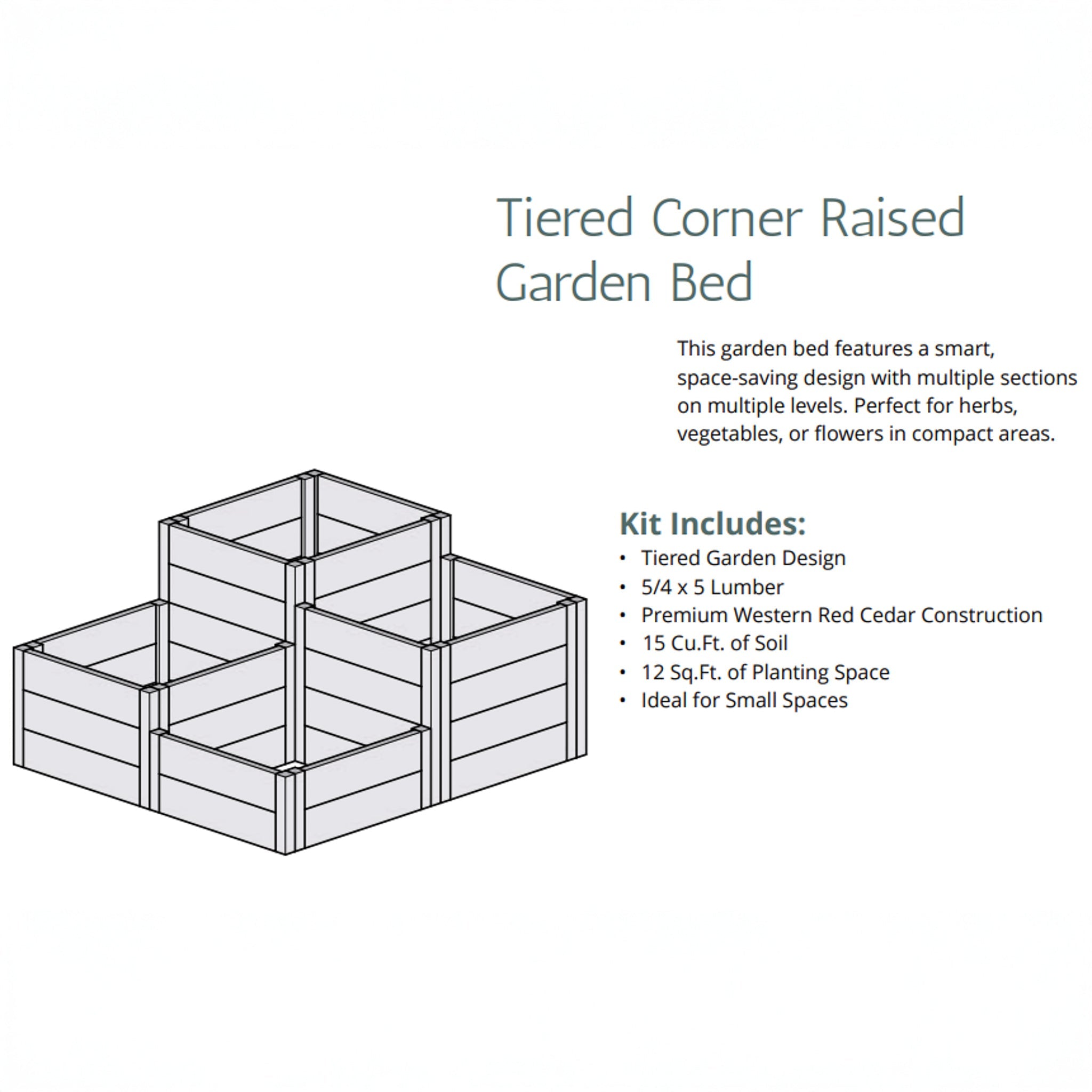 Tiered Corner Cedar Garden Bed  3.5' × 4'