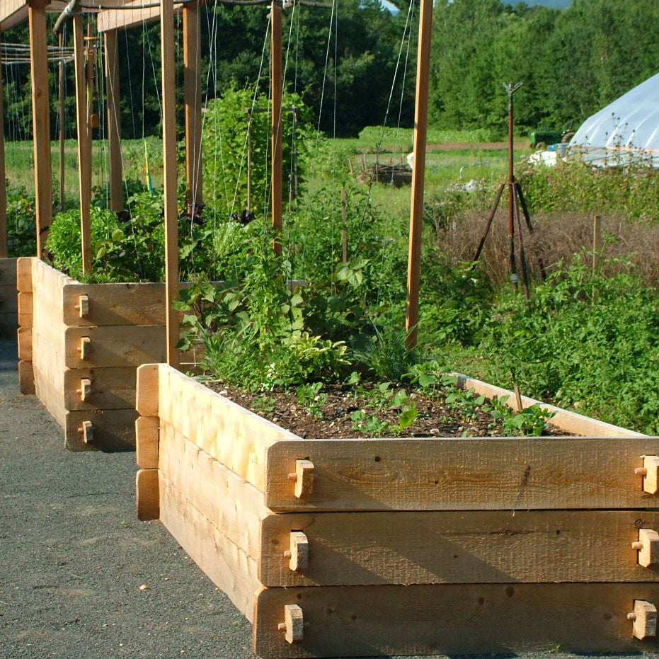 Pictured: three beds stacked (4'x8')